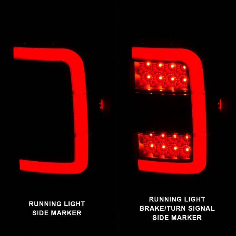 ANZO 01-11 Ford Ranger LED Taillights - Black Housing w/ Smoke Lens & Light Bar - Striker Modified