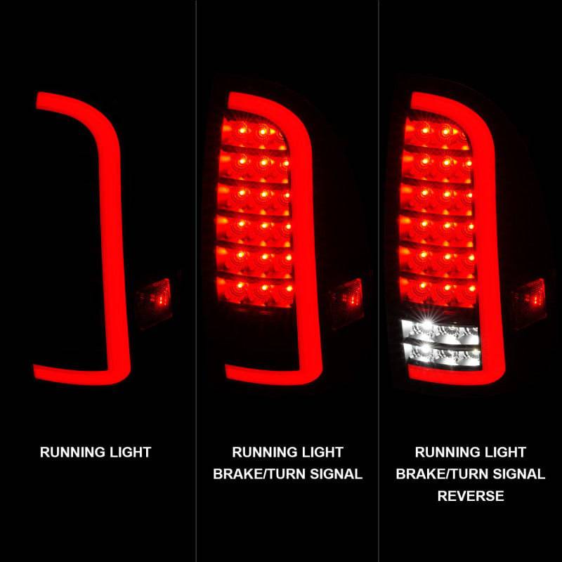 ANZO 05-15 Toyota Tacoma Full LED Tail Lights w/Light Bar Sequential Black Housing Clear Lens - Striker Modified