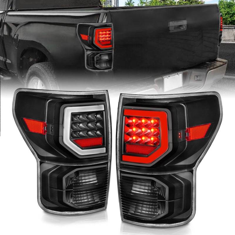 Anzo 07-11 Toyota Tundra Full LED Tailights Black Housing Clear Lens G2 (w/C Light Bars) - Striker Modified