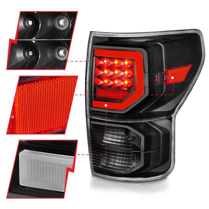 Anzo 07-11 Toyota Tundra Full LED Tailights Black Housing Clear Lens G2 (w/C Light Bars) - Striker Modified