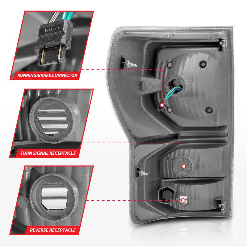 Anzo 07-11 Toyota Tundra Full LED Tailights Black Housing Clear Lens G2 (w/C Light Bars) - Striker Modified