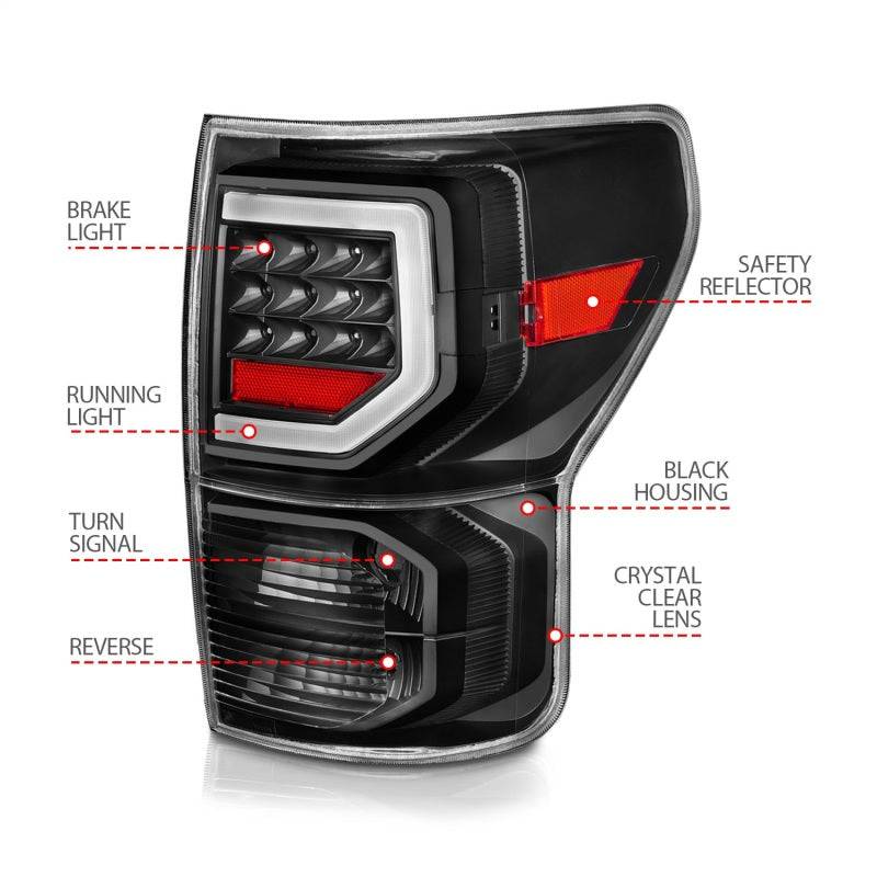 Anzo 07-11 Toyota Tundra Full LED Tailights Black Housing Clear Lens G2 (w/C Light Bars) - Striker Modified