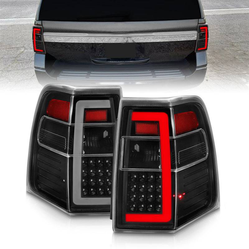 ANZO 07-17 Ford Expedition LED Taillights w/ Light Bar Black Housing Clear Lens - Striker Modified
