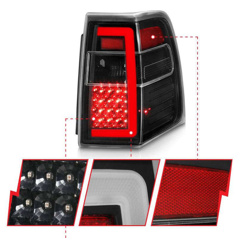 ANZO 07-17 Ford Expedition LED Taillights w/ Light Bar Black Housing Clear Lens - Striker Modified
