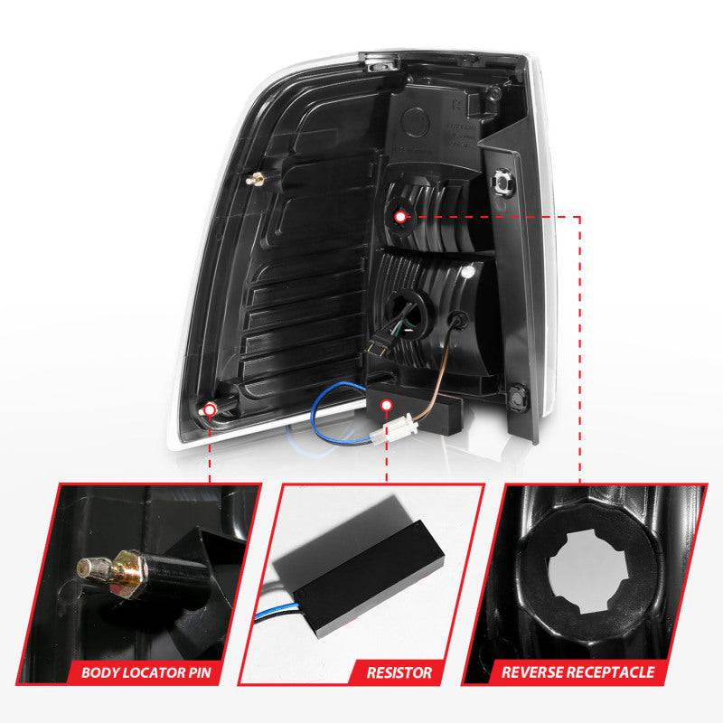 ANZO 07-17 Ford Expedition LED Taillights w/ Light Bar Black Housing Clear Lens - Striker Modified
