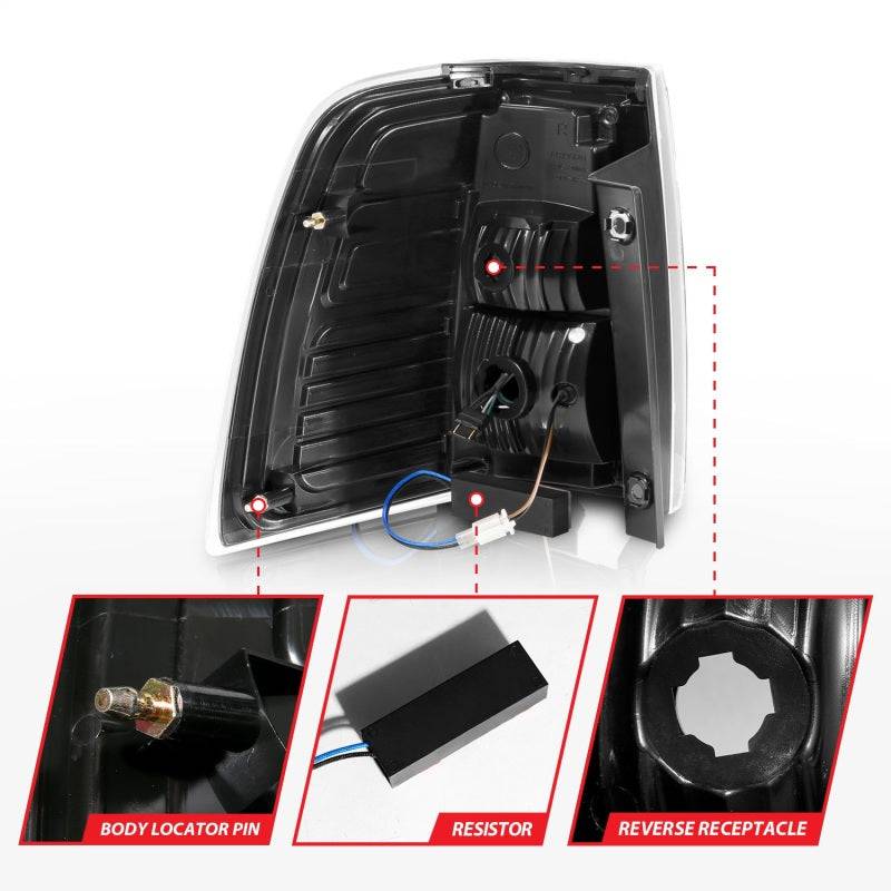 ANZO 07-17 Ford Expedition LED Taillights w/ Light Bar Black Housing Clear Lens - Striker Modified