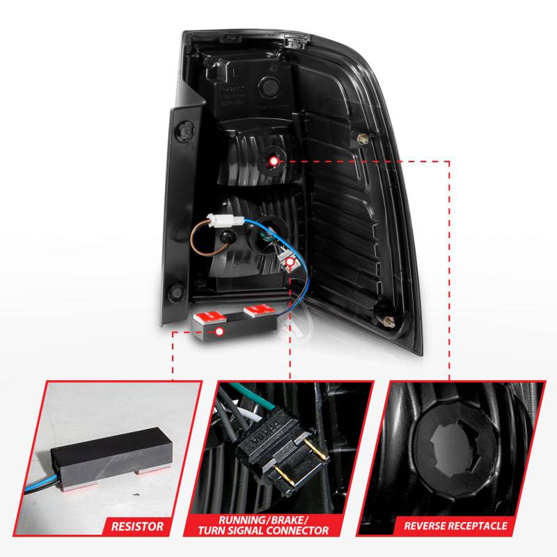 ANZO 07-17 Ford Expedition LED Taillights w/ Light Bar Black Housing Smoke Lens - Striker Modified