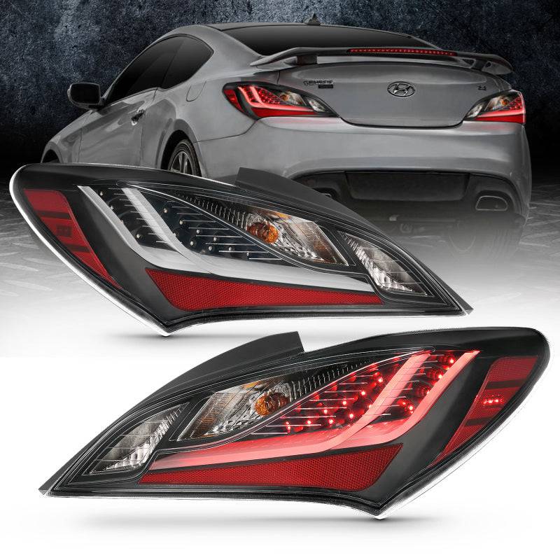 ANZO 10-13 Hyundai Genesis 2DR LED Taillights Smoke - Striker Modified