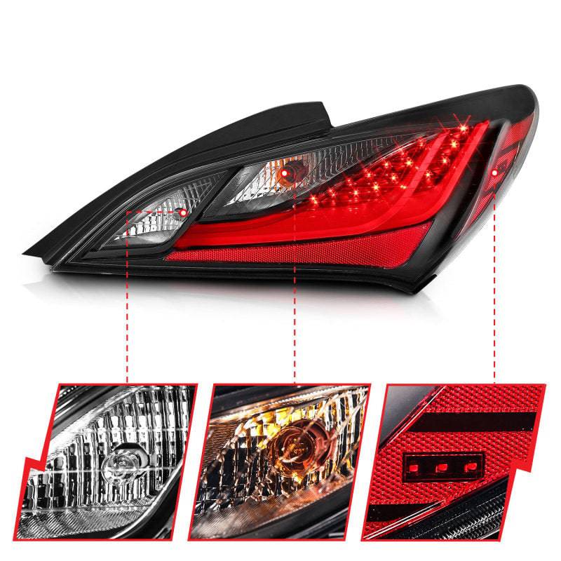 ANZO 10-13 Hyundai Genesis 2DR LED Taillights Smoke - Striker Modified