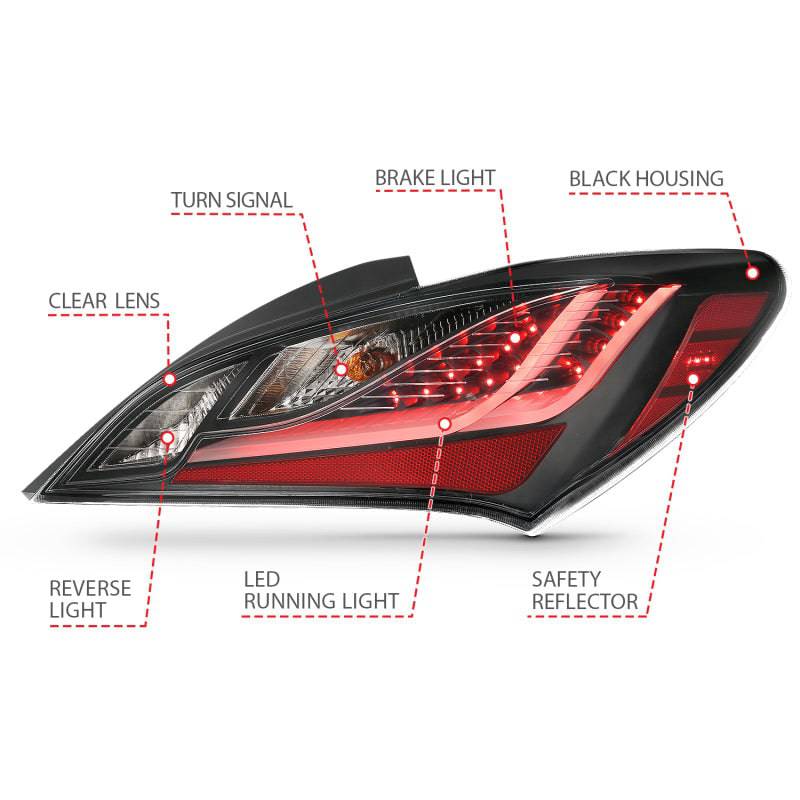 ANZO 10-13 Hyundai Genesis 2DR LED Taillights Smoke - Striker Modified