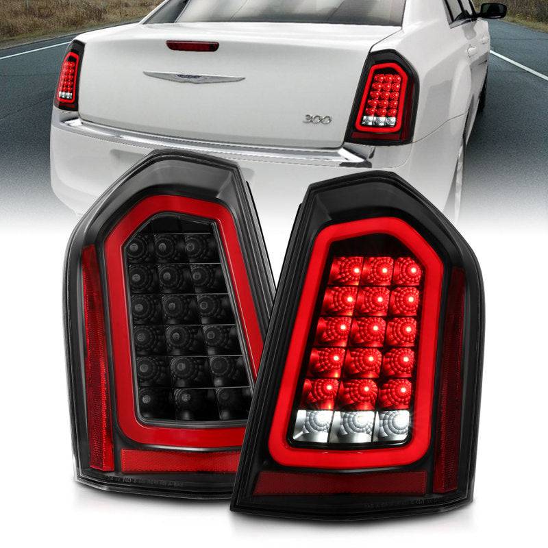 ANZO 11-14 Chrysler 300 LED Taillights Black w/ Sequential - Striker Modified