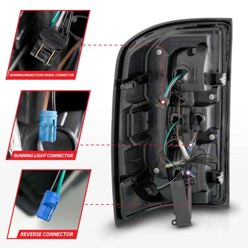 ANZO 14-18 GMC Sierra 1500 Full LED Taillights Black Housing Smoke Lens (w/C Light Bars) - Striker Modified