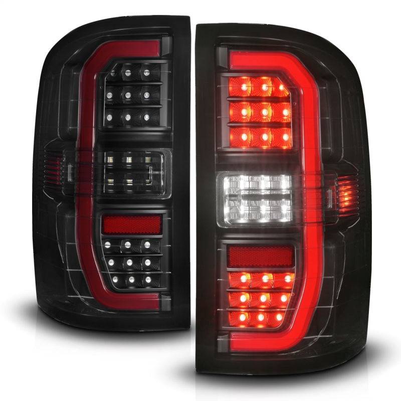 ANZO 14-18 GMC Sierra 1500 Full LED Taillights Black Housing Smoke Lens (w/C Light Bars) - Striker Modified