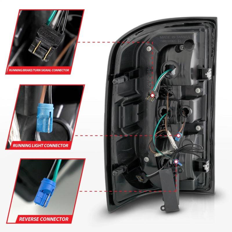ANZO 14-18 GMC Sierra 1500 Full LED Taillights Black Housing Smoke Lens (w/C Light Bars) - Striker Modified