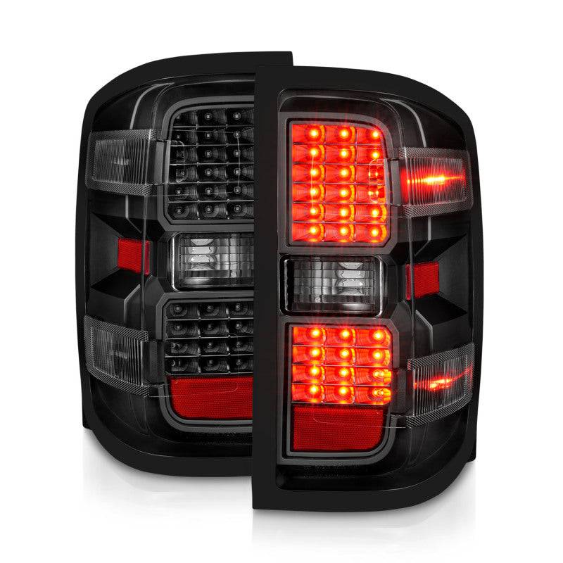 ANZO 15-19 Chevy Silverado 2500HD/3500HD (Factory Halogen Only) LED Tail Lights Black w/Clear Lens - Striker Modified