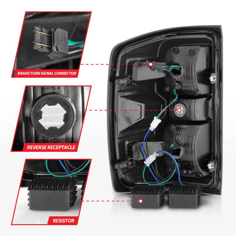 ANZO 15-19 Chevy Silverado 2500HD/3500HD (Factory Halogen Only) LED Tail Lights Black w/Clear Lens - Striker Modified