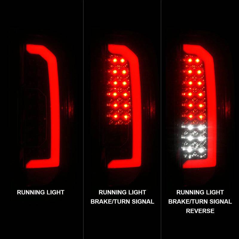 ANZO 15-21 GMC Canyon Full LED Tail Lights w/ Red Lightbar Black Housing Smoke Lens - Striker Modified