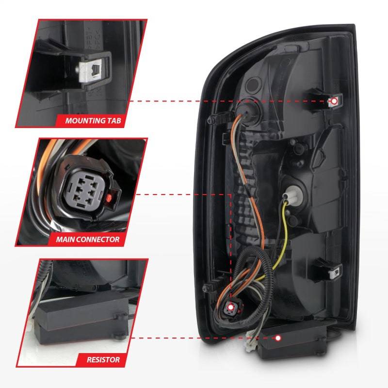ANZO 15-21 GMC Canyon Full LED Tail Lights w/ Red Lightbar Black Housing Smoke Lens - Striker Modified