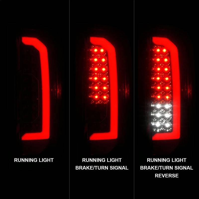 ANZO 15-21 GMC Canyon Full LED Tail Lights w/ Red Lightbar Black Housing Smoke Lens - Striker Modified