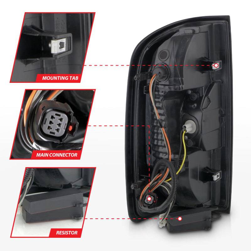 ANZO 15-21 GMC Canyon Full LED Tail Lights w/ Red Lightbar Black Housing Smoke Lens - Striker Modified