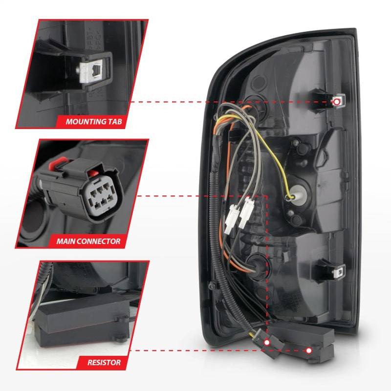 ANZO 15-21 GMC Canyon Full LED Taillights w/ Red Lightbar Black Housing/Clear Lens - Striker Modified