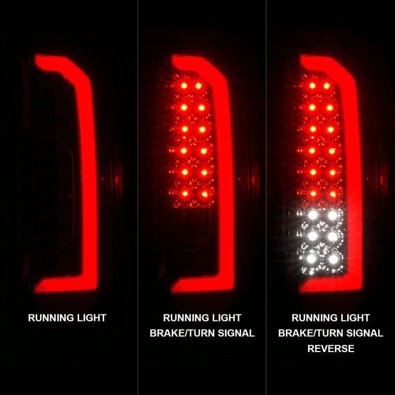 ANZO 15-21 GMC Canyon Full LED Taillights w/ Red Lightbar Black Housing/Clear Lens - Striker Modified