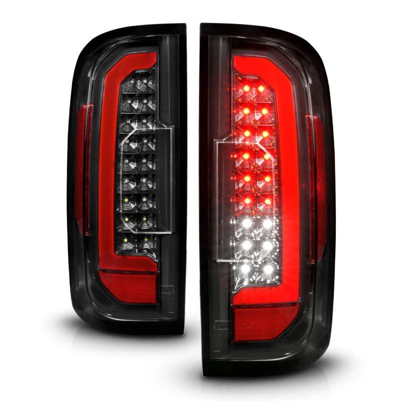 ANZO 15-21 GMC Canyon Full LED Taillights w/ Red Lightbar Black Housing/Clear Lens - Striker Modified