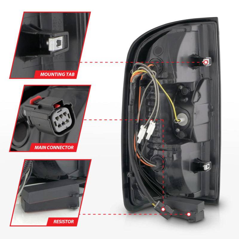 ANZO 15-21 GMC Canyon Full LED Taillights w/ Red Lightbar Black Housing/Clear Lens - Striker Modified