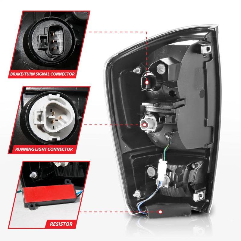 ANZO 16-21 Toyota Tacoma LED Tail Lights - w/ Light Bar Sequential Black Housing & Smoke Lens - Striker Modified