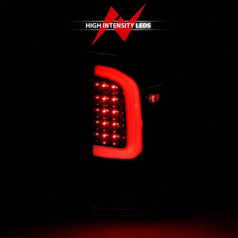 ANZO 16-21 Toyota Tacoma LED Tail Lights - w/ Light Bar Sequential Black Housing & Smoke Lens - Striker Modified
