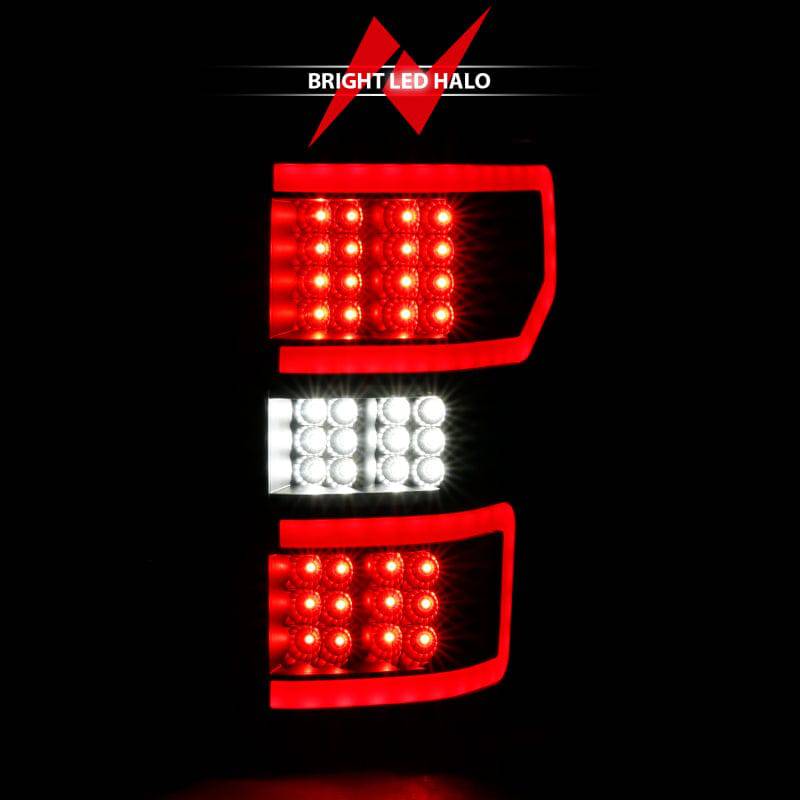 ANZO 18-19 Ford F-150 LED Taillight Black Housing Clear Lens Red Light Bar W/Sequential - Striker Modified