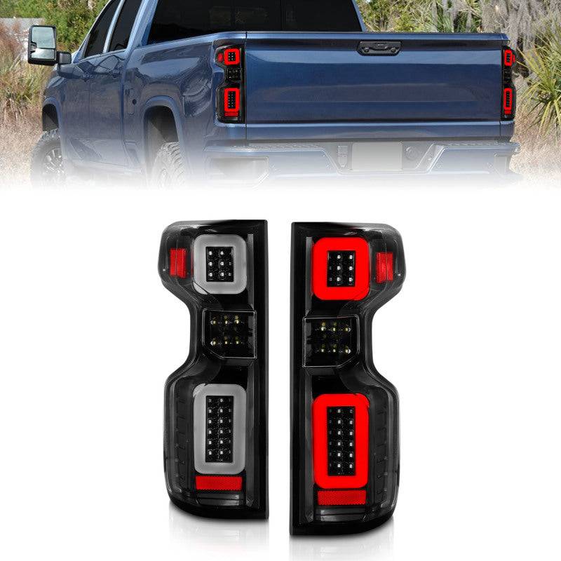 Anzo 19-21 Chevy Silverado Full LED Tailights Black Housing Clear Lens G2 (w/C Light Bars) - Striker Modified