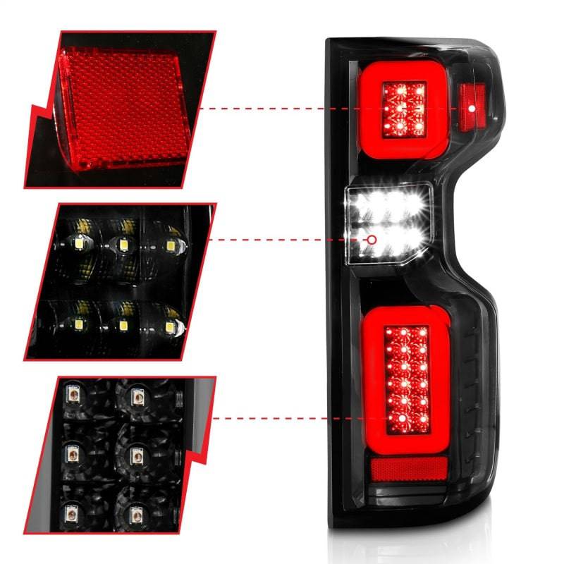 Anzo 19-21 Chevy Silverado Full LED Tailights Black Housing Clear Lens G2 (w/C Light Bars) - Striker Modified