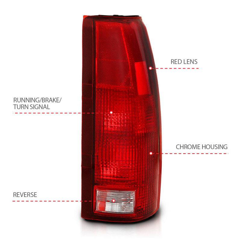 ANZO 1988-1999 Chevy C1500 Taillight Red/Clear Lens (OE Replacement) - Striker Modified