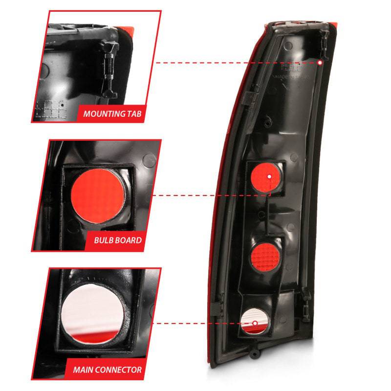 ANZO 1988-1999 Chevy C1500 Taillight Red/Clear Lens (OE Replacement) - Striker Modified