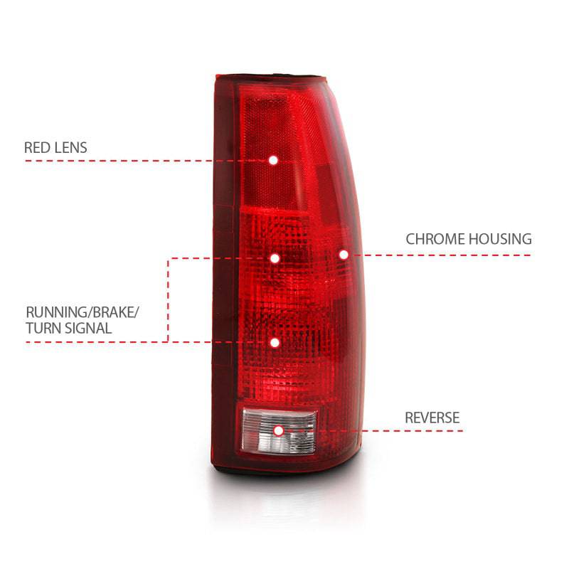 ANZO 1988-1999 Chevy C1500 Taillight Red/Clear Lens w/ Circuit Board(OE Replacement) - Striker Modified