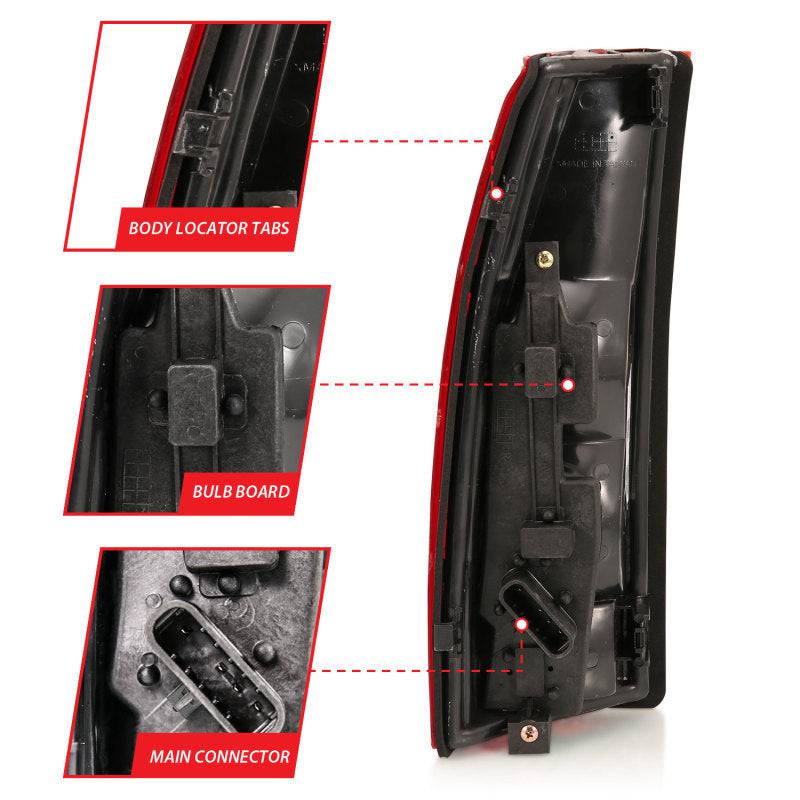 ANZO 1988-1999 Chevy C1500 Taillight Red/Clear Lens w/ Circuit Board(OE Replacement) - Striker Modified