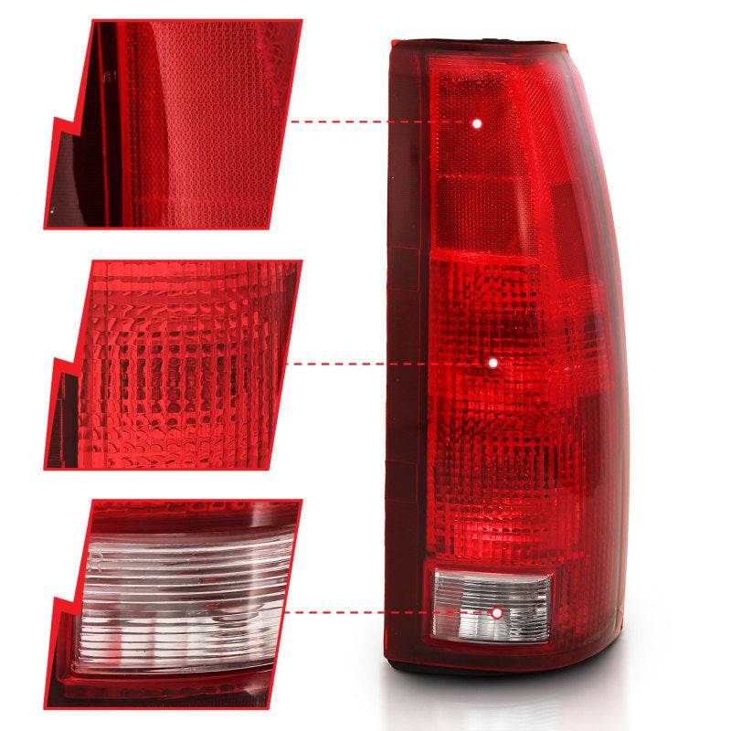 ANZO 1988-1999 Chevy C1500 Taillight Red/Clear Lens w/ Circuit Board(OE Replacement) - Striker Modified