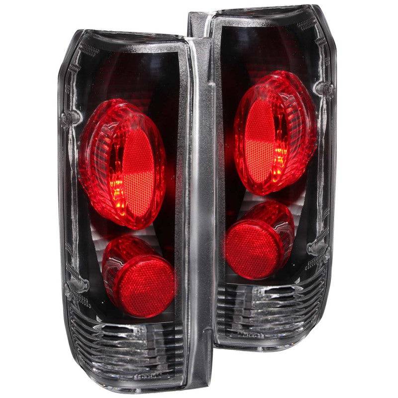 ANZO 1989-1996 Ford F-150 Taillights Black - Striker Modified