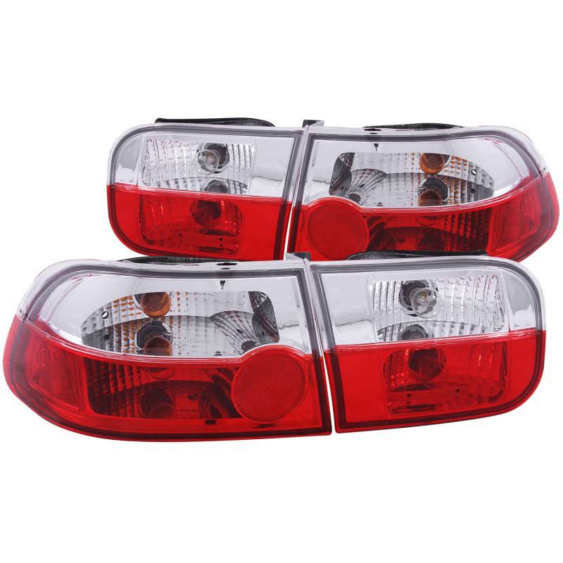 ANZO 1992-1995 Honda Civic Taillights Red/Clear - Striker Modified
