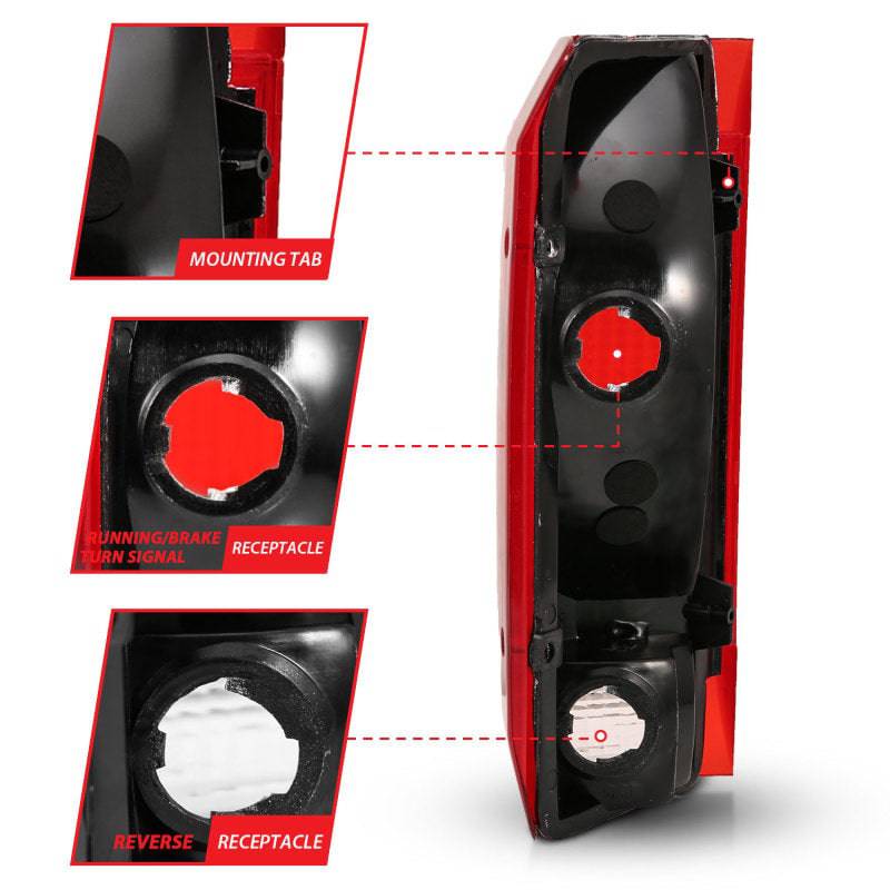 ANZO 1992-1996 Ford Bronco Taillight Red/Clear Lens (OE Replacement) - Striker Modified