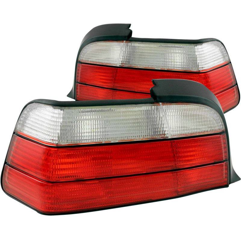 ANZO 1992-1998 BMW 3 Series E36 Coupe/Convertable Taillights Red/Clear - Striker Modified
