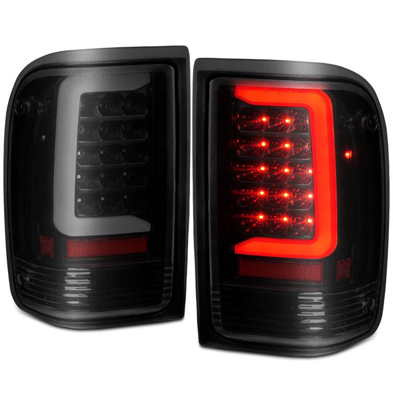 ANZO 1993-1997 Ford  Ranger LED Tail Lights w/ Light Bar Black Housing Smoked Lens - Striker Modified