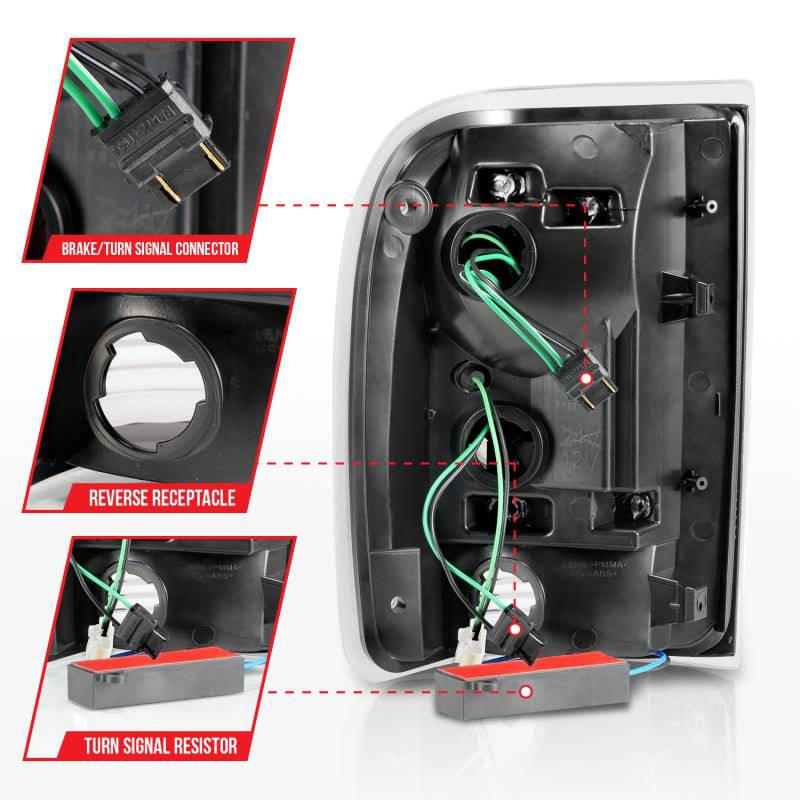 ANZO 1993-1997 Ford  Ranger LED Tail Lights w/ Light Bar Black Housing Smoked Lens - Striker Modified