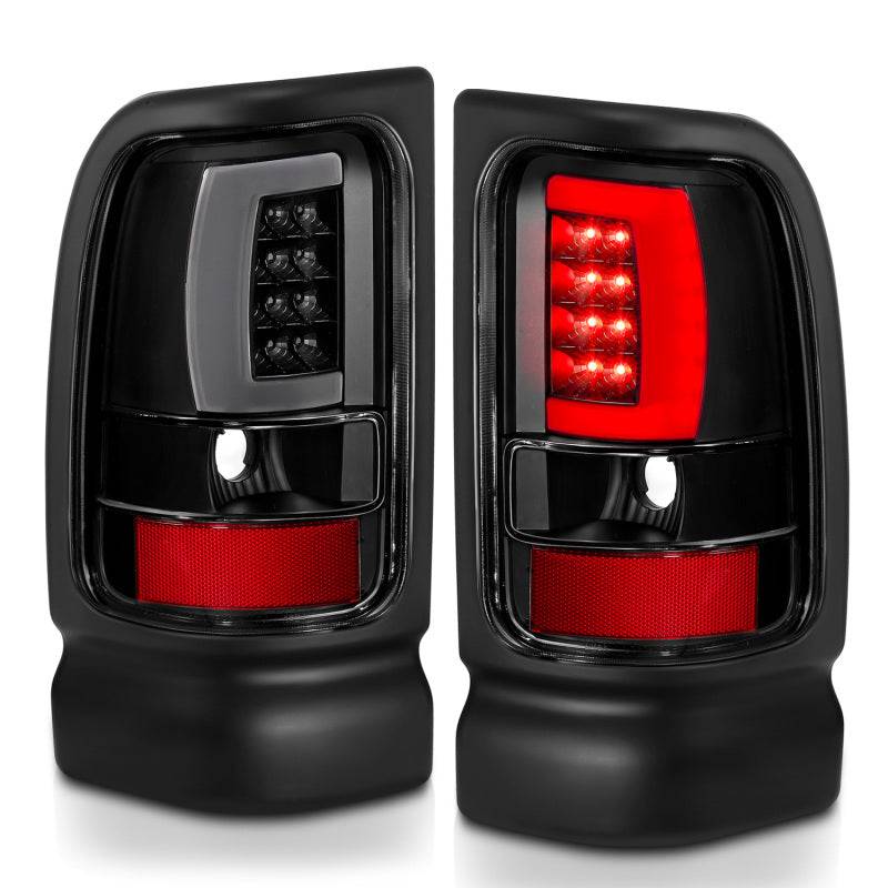ANZO 1994-2001 Dodge Ram 1500 LED Taillights Plank Style Black w/Clear Lens - Striker Modified