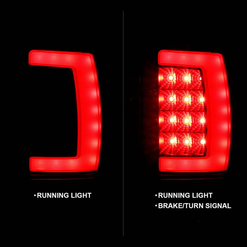 ANZO 1994-2001 Dodge Ram 1500 LED Taillights Plank Style Black w/Clear Lens - Striker Modified