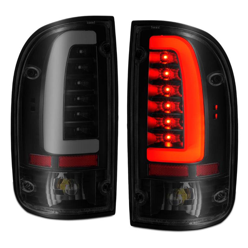 ANZO 1995-2000 Toyota Tacoma LED Taillights Black Housing Smoke Lens (Pair) - Striker Modified