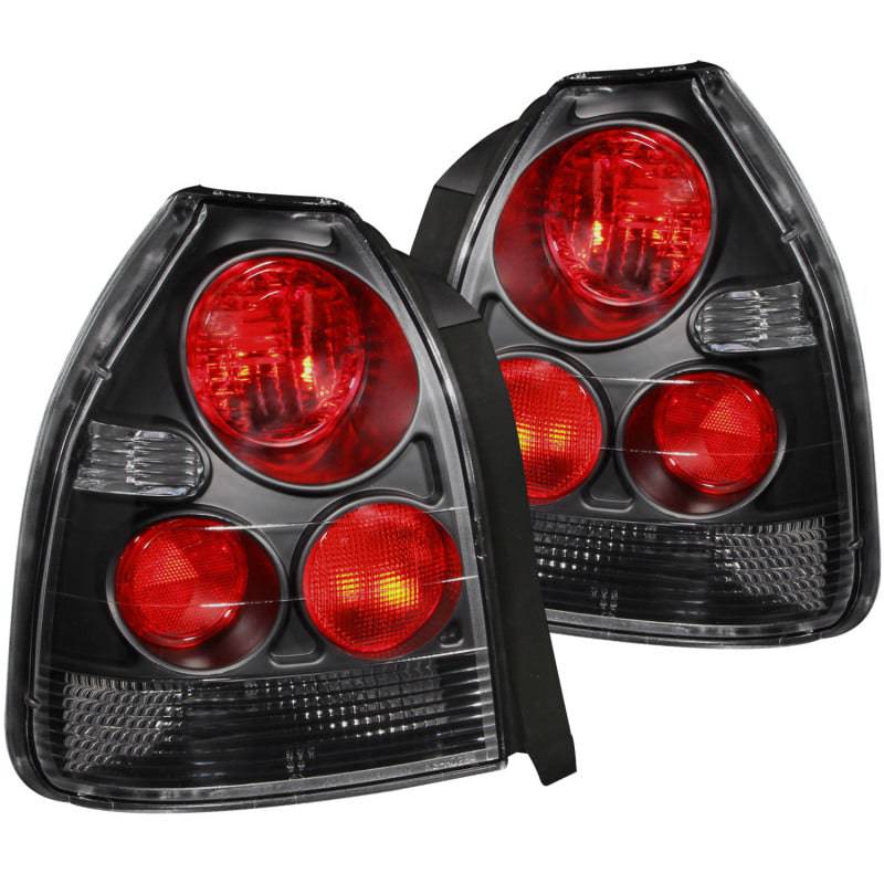ANZO 1996-2000 Honda Civic Taillights Black - Striker Modified