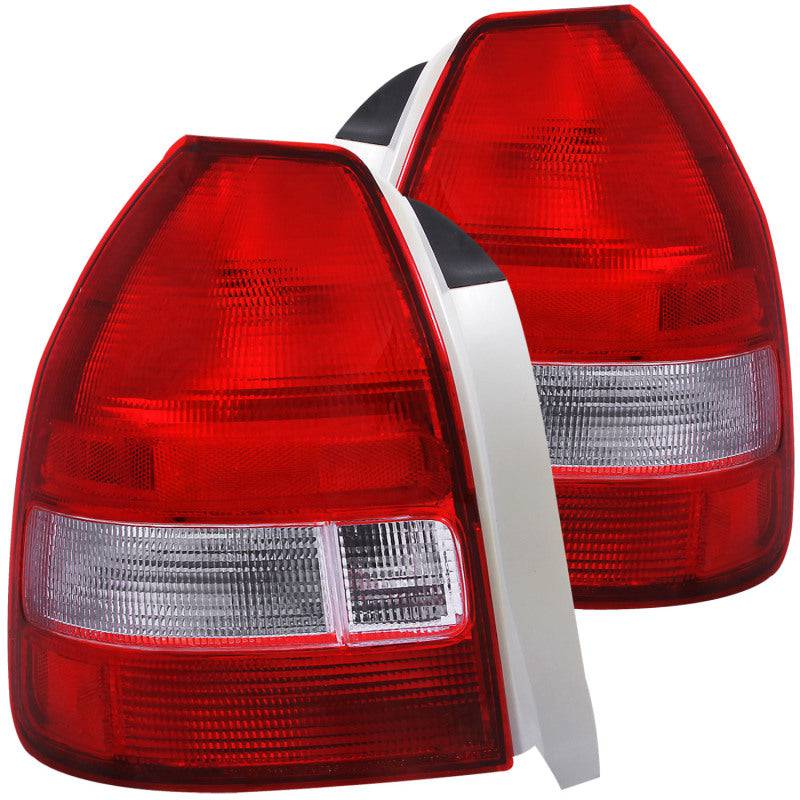 ANZO 1996-2000 Honda Civic Taillights Red/Clear - Striker Modified