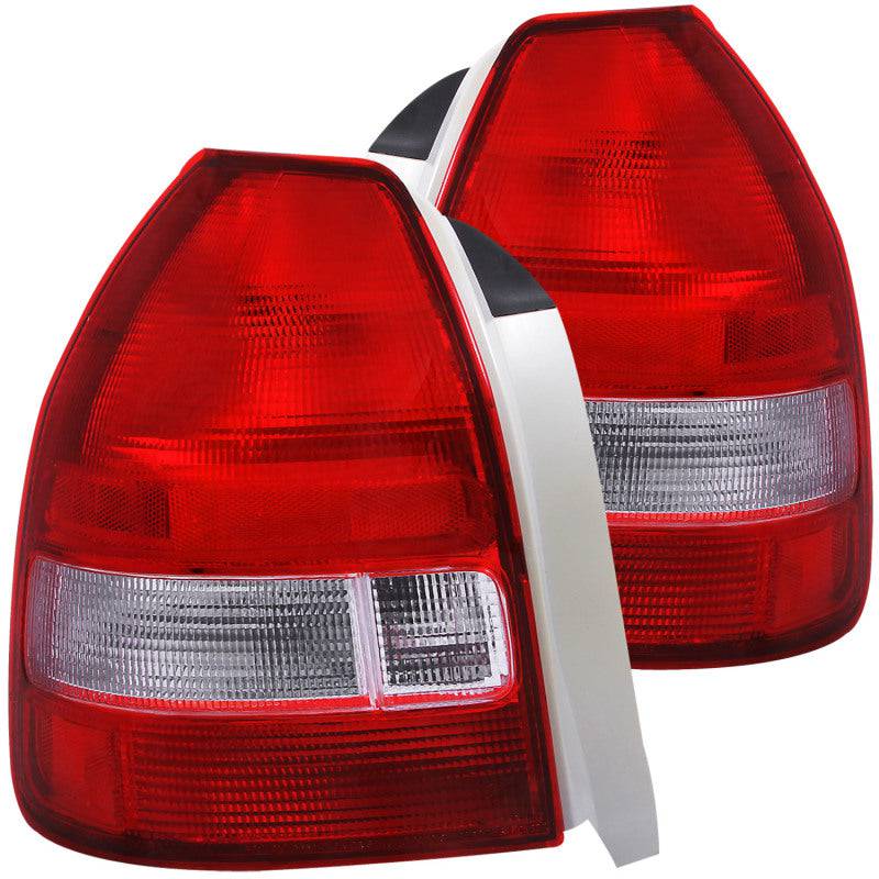 ANZO 1996-2000 Honda Civic Taillights Red/Clear - Striker Modified